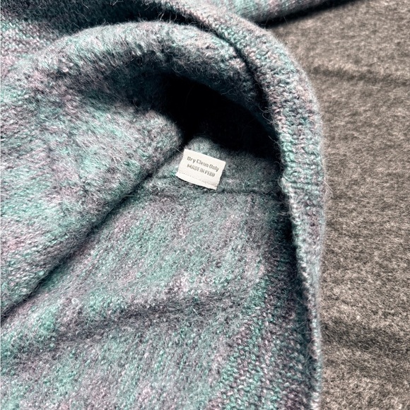 SOL blue Cowl Neck Sweater with Textured Knit pure Baby Alpaca made in Peru - Picture 5 of 6